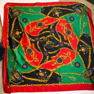 Vintage 80's Versace-Patterned scarf, 34"X35" Black Viscose Beautiful!!